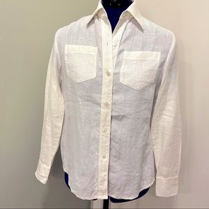 Liz Claiborne White Button Down Linen Shirt